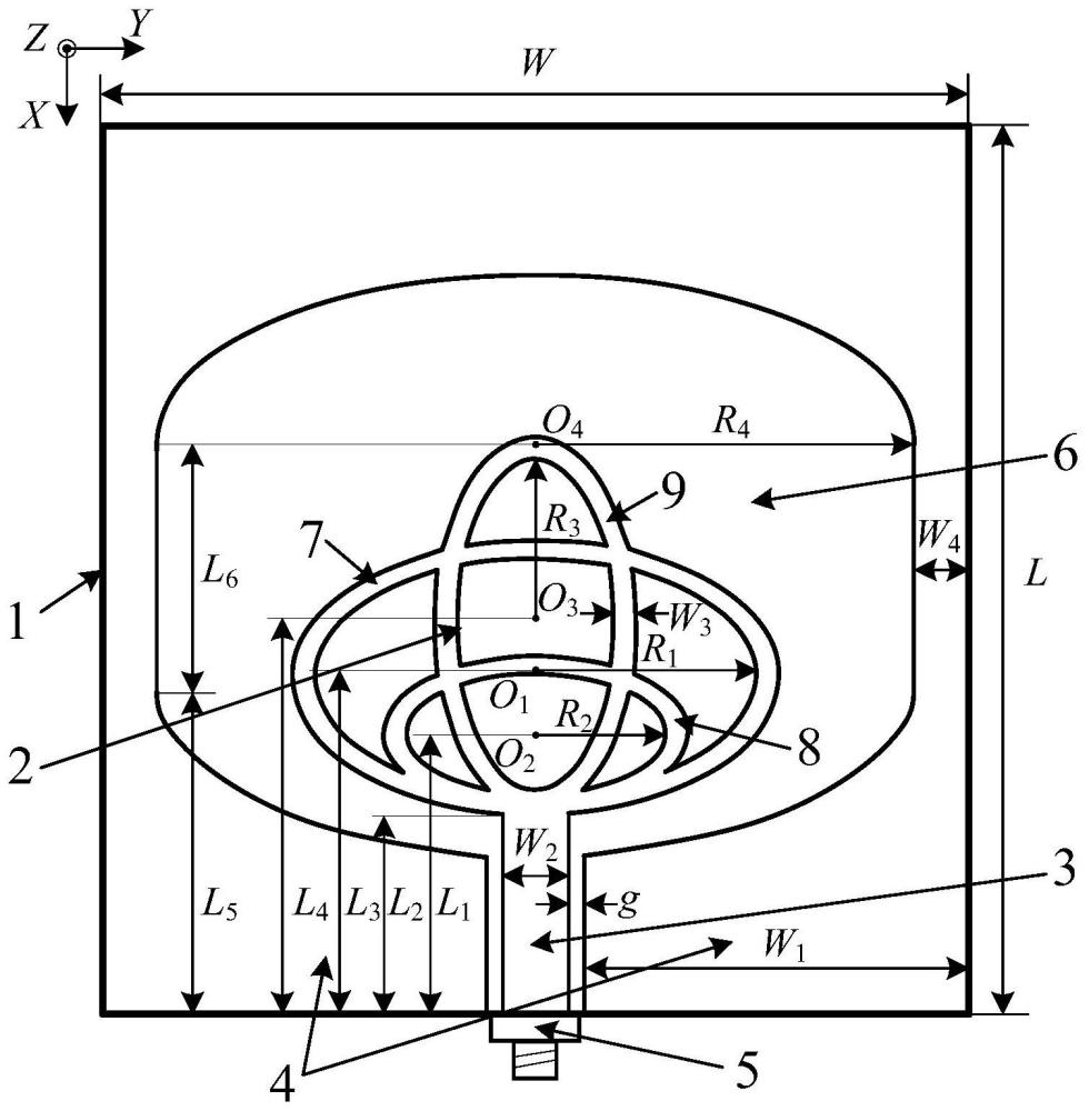 一種橢圓環組合形三寬頻平面縫隙天線